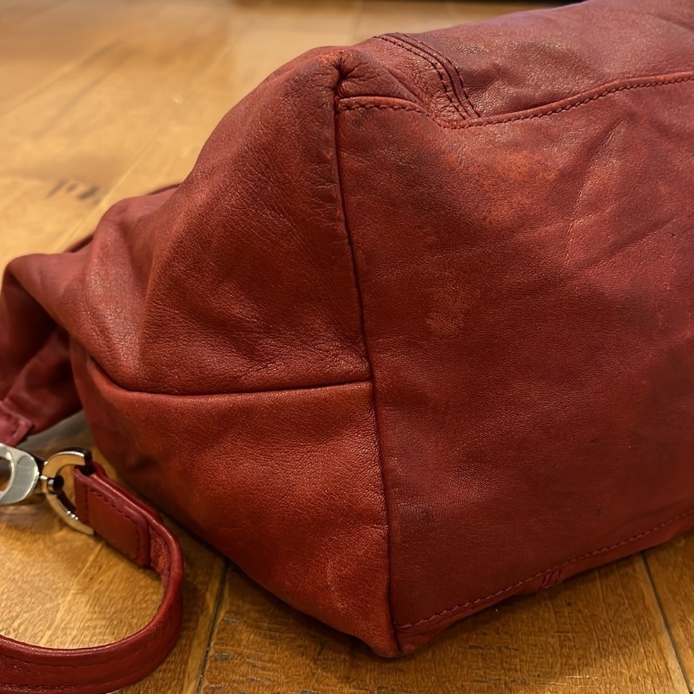 Longchamp Burgundy Leather Top-Handle Shoulder Bag - Picture 9 of 10